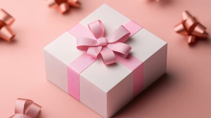 Fototapeta premium Elegant Customized Gift Box with Pink Ribbon