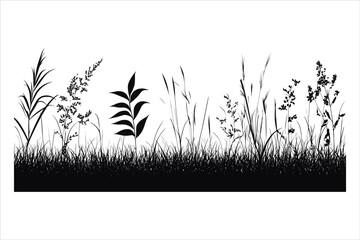 Natural Grass Silhouette Vector Graphic