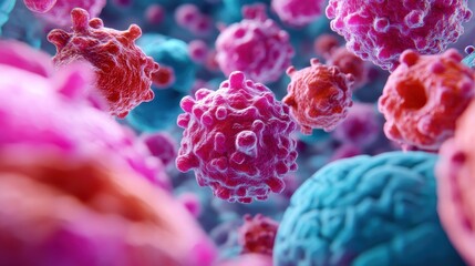 Close-Up 3D Illustration of Colorful Cells