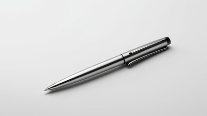 Photorealistic ballpoint pen mockup ideal for presenting logos, slogans, or branding in a simple and elegant format, great for corporate or promotional use.