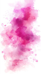 Fototapeta premium Elegant Pink and Crimson Watercolor Ink Cloud Art - Abstract Fluid Swirl Design with Soft Hues and Textured Droplets on White Background 