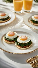 Savor the delightful combination of creamy avocado and crispy bacon on toast, crowned with a perfectly fried egg, paired with a beautifully crafted latte, in a warm ambiance