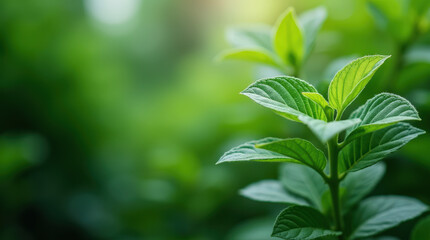 Obraz premium Vibrant Greenery Nature Background: Eco-Friendly Plant Wallpaper for Organic Branding, Botanical Themes, and Fresh Natural Aesthetic Design