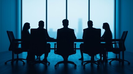 Obraz premium Professional Silhouettes in Corporate Meeting Room