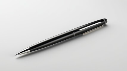Realistic ballpoint pen mockup perfect for showcasing branding or logo designs, ideal for corporate presentations, promotional materials, and stationery displays.