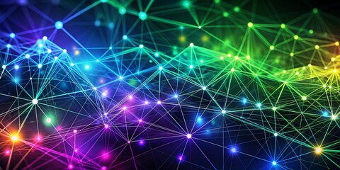 Obraz premium Futuristic Technology Network Background with Digital Connectivity and Data Flow Visualization