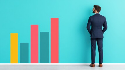 Fototapeta premium Business Growth Concept with Graph and Professional Man