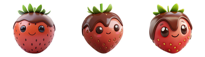 Obraz premium Illustration of chocolate-covered strawberries isolated transparent background perfect for dessert or food-themed designs