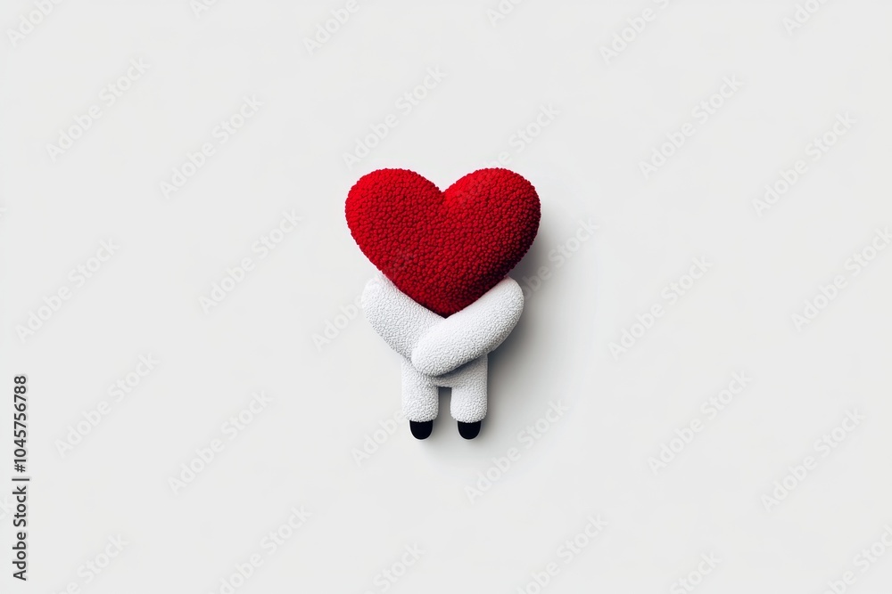 Poster minimalist outline of a person hugging themselves, symbolizing the power of self-love through simple