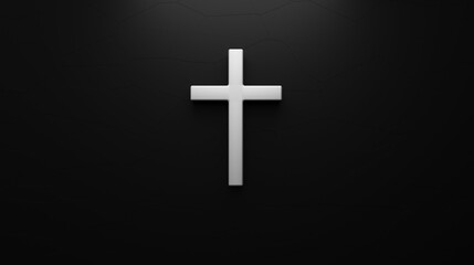 Obraz premium 3D Christian Cross Symbol on a Black Textured Background, Signifying Faith, Strength, and Spiritual Depth in a Contemporary Design
