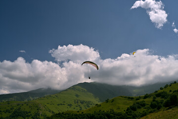 Beautiful mountain view with forests and rocks. North Ossetia