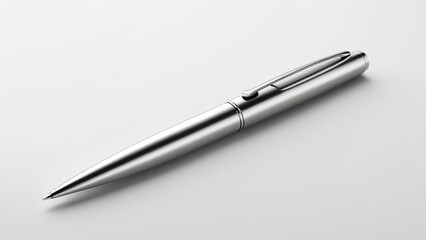 Photorealistic ballpoint pen mockup ideal for presenting logos, slogans, or branding in a simple and elegant format, great for corporate or promotional use.