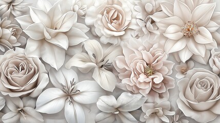 Close up of delicate white and blush flowers.