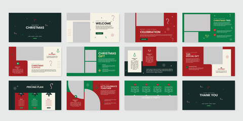 merry christmas presentation powerpoint slide design template set