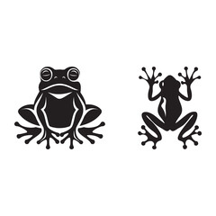 Two distinct frog silhouettes displayed side by side on a plain background highlighting their unique shapes and features. Vector illustration. AI generated.