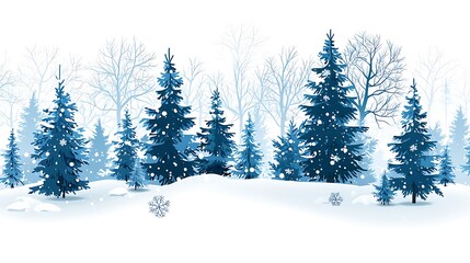 Serene Winter Forest with Snowy Background