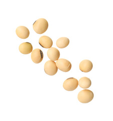Many raw soy beans isolated on white