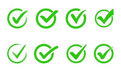 Tick mark icon green color circle with white background