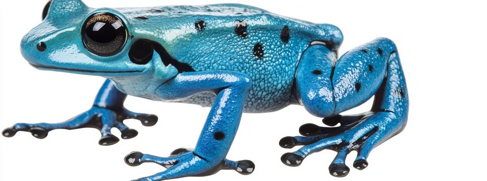 Blue poison dart frog, white isolate background