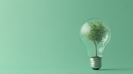 Tiny Tree Flourishing Inside Modern Light Bulb