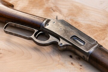 detail close up photo of rifle