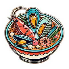 Bouillabaisse Enamel Pin Isolated on Transparent Background, PNG