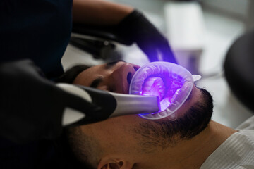 Dental scanner applying in stomatology clinic. Assessment of patient teeth condition with dental...