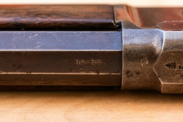 detail close up photo of rifle