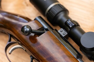 detail close up photo of rifle