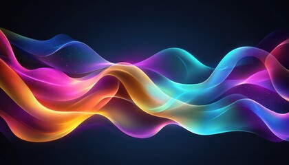 Colorful abstract waves flowing across a dark background in vibrant hues