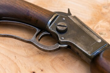 detail close up photo of rifle