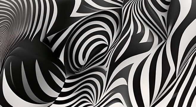 High contrast monochrome patterns with subtle gradients  zebra black and white pattern Video 4K