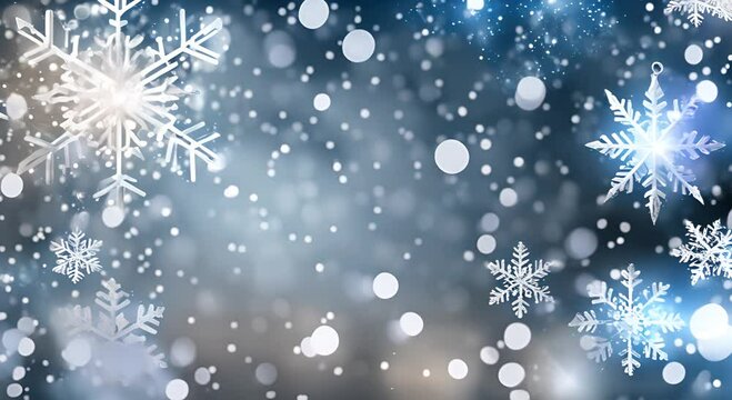Holiday shower striking snowflakes glistening falling snow overlay snowflake background snow christmas winter snowflake white blue abstract silver light bokeh holiday