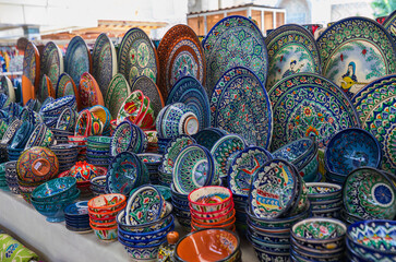 Painted plates at the bazaar in Samarkand