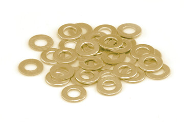 Pile of gold coloured washers