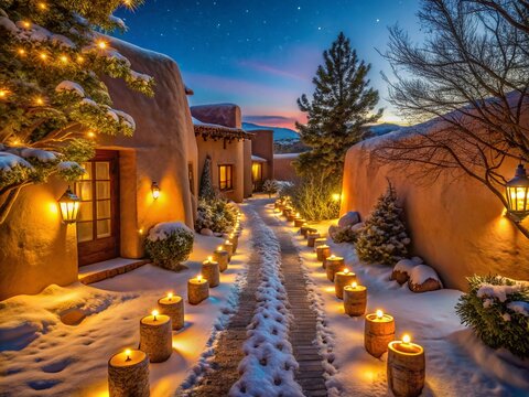 Luminaria Santa Fe Christmas Night - Enchanting Pathways and Warm Glow