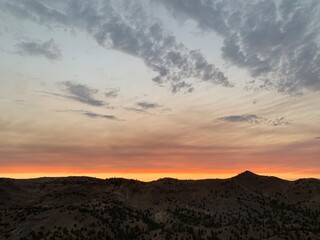 Sunset behind a mountain range in Antelope, OR on July 6th, 2021. ..