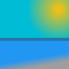 Fototapeta premium Minimalist abstract beach landscape with sun and calm sea.