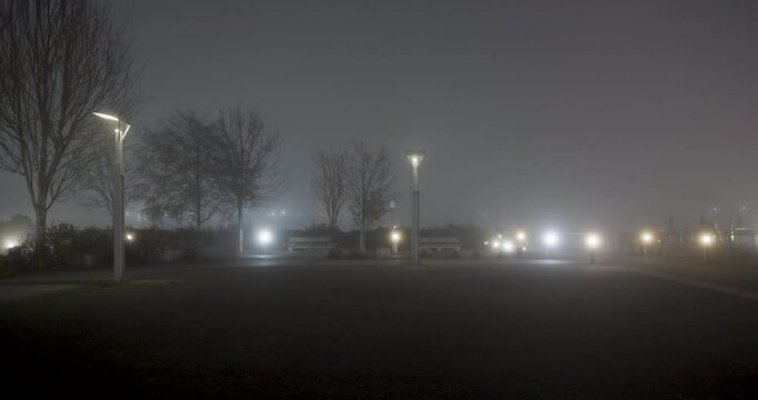 foggy night in the city 