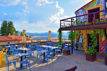 view of the ancient Tuscan village of Lajatico in Pisa, Italy, birthplace of the Italian tenor Andrea Bocelli