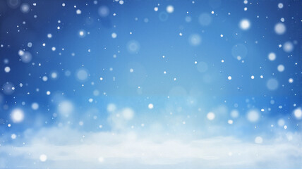Fototapeta premium Gentle falling snowflakes on blue background creating winter atmosphere