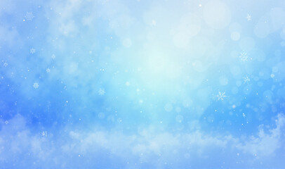 Obraz premium Ethereal Winter Sky Background in Cool Blue Tones with Gentle Snowfall