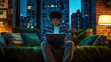 The Youth with Laptop Evening