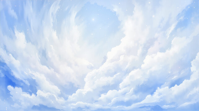 Dramatic Cloudy Sky with Ethereal Light Rays Breaking Through