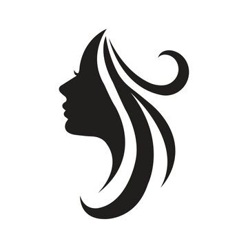 recommend clip art: Beauty woman hair logo silhouette icon vector