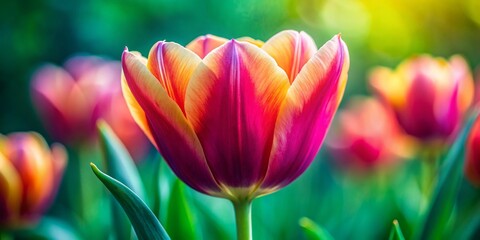 Fototapeta premium Macro Tilt-Shift Photography of a Tulip Pistil with Vivid Colors and Delicate Details