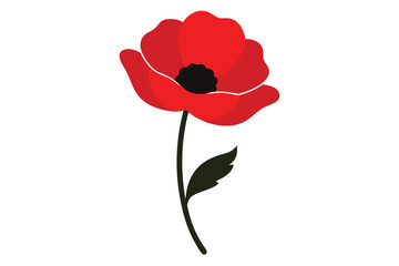 Poppy silhouette Vector with a white background