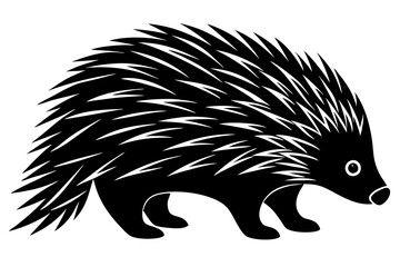 North American Porcupine silhouette vector style with withe background
