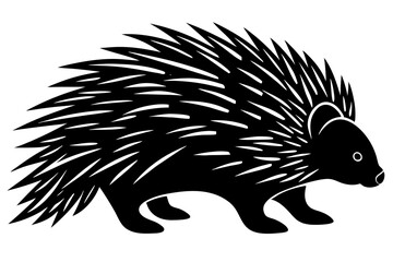 North American Porcupine silhouette vector style with withe background