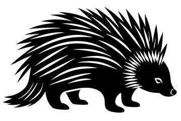 North American Porcupine silhouette vector style with withe background